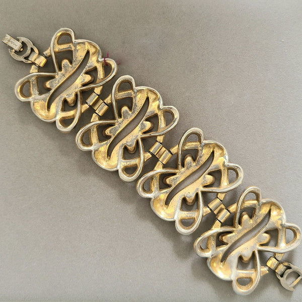 Vintage Sperry Wide Goldtone Fancy Link Bracelet