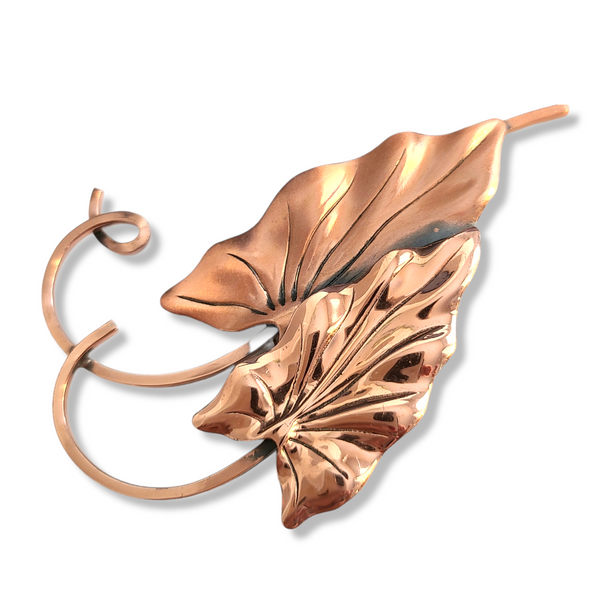 Renoir 'Hawaii' Copper Arrowhead Leaf Brooch and Earring Set