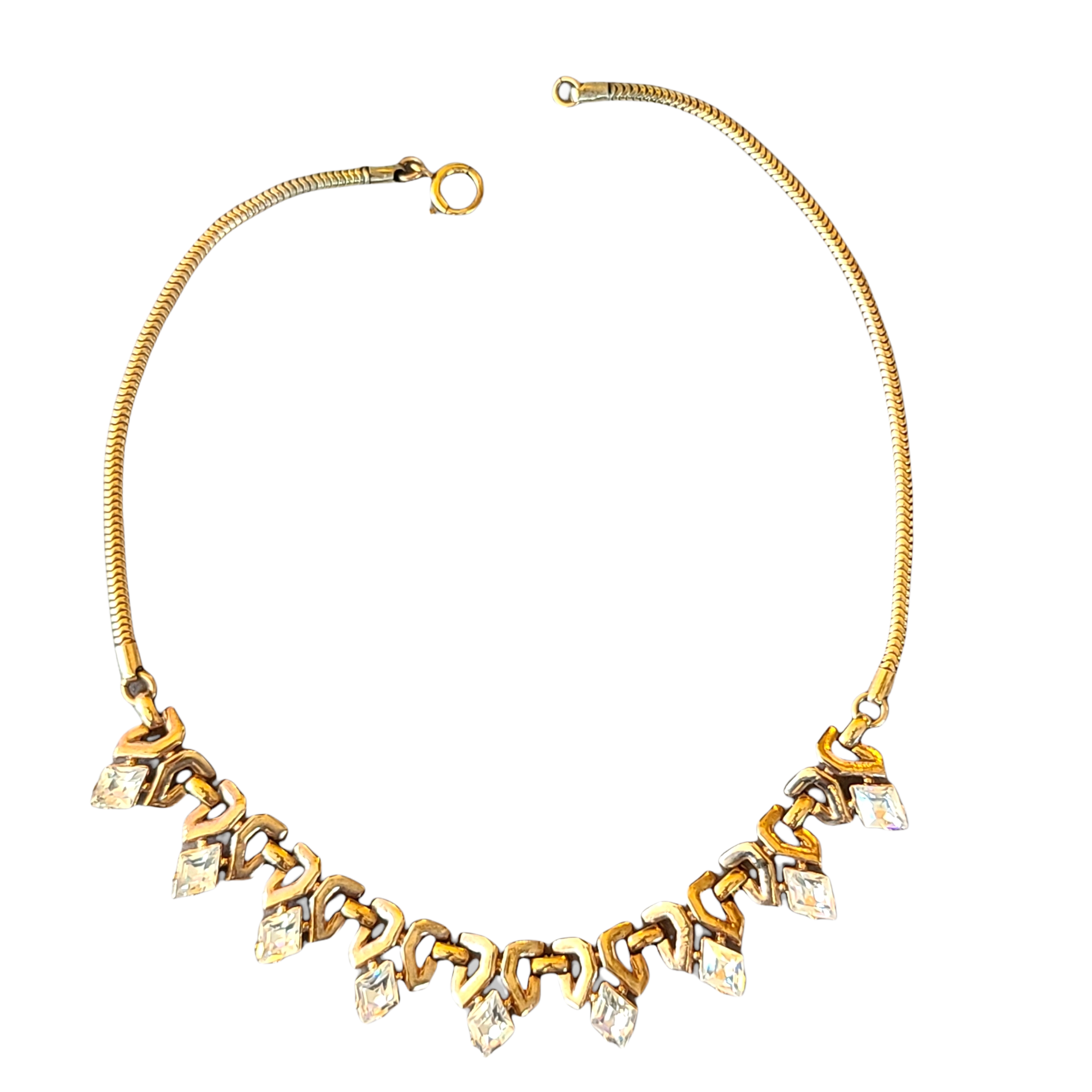 1951 Trifari Diamond Shape Rhinestone Choker Necklace - Design Patent