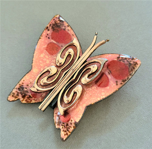 Matisse Enameled Copper Butterfly Brooch and Earrings Set