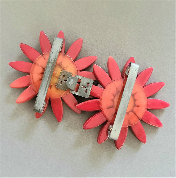 Vintage 1960s Moonglow Pink Daisy Two-Piece Belt Buckle