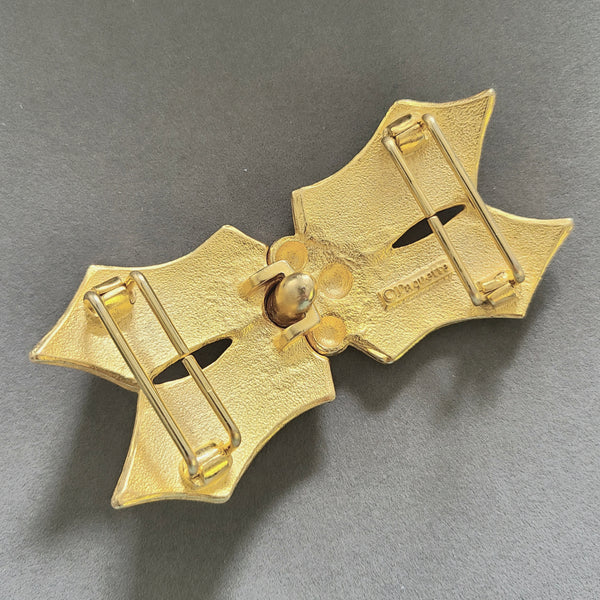 Paquette 1980s Goldtone Holly and Berries Two-Piece Buckle