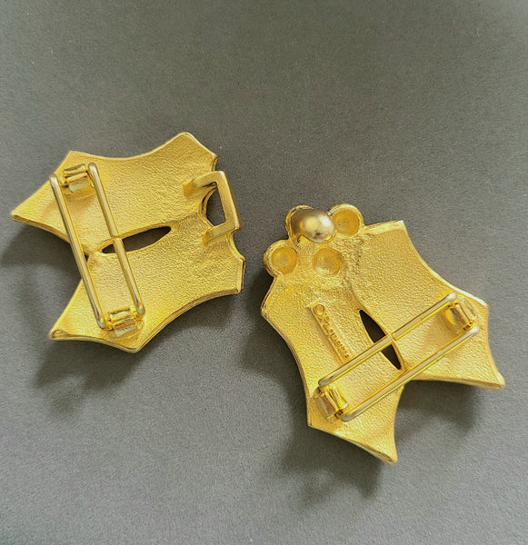 Paquette 1980s Goldtone Holly and Berries Two-Piece Buckle