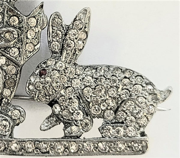 Early Pot Metal Pavé Baby Bunny Storybook Brooch