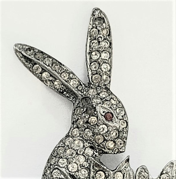 Early Pot Metal Pavé Baby Bunny Storybook Brooch