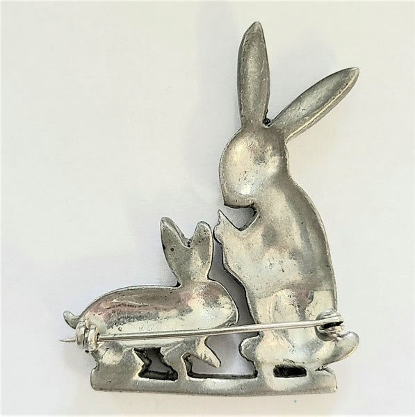 Early Pot Metal Pavé Baby Bunny Storybook Brooch