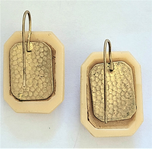 1930s Glass Cameo Shepherd's Hook Earrings