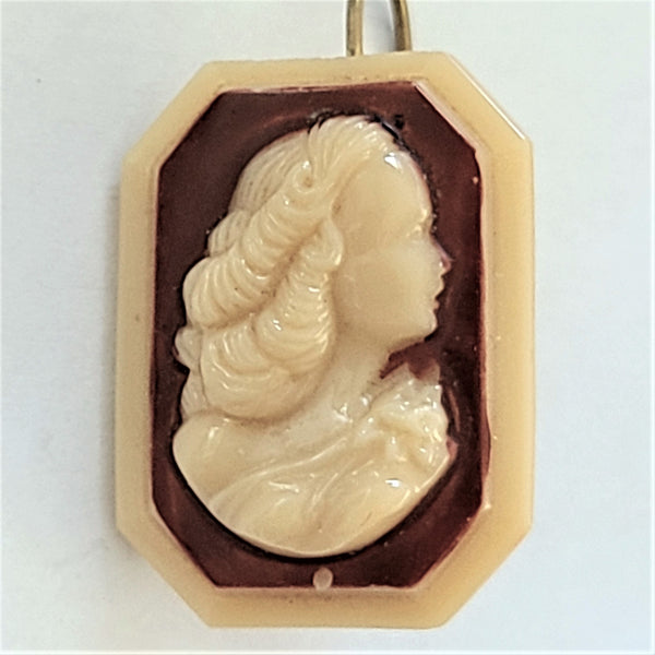 1930s Glass Cameo Shepherd's Hook Earrings