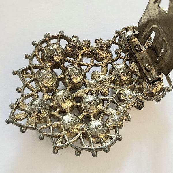 Enameled Flower and Faux Pearl Fancy Dress Clip