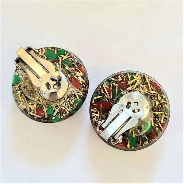 Red, Green and Gold Confetti Earrings