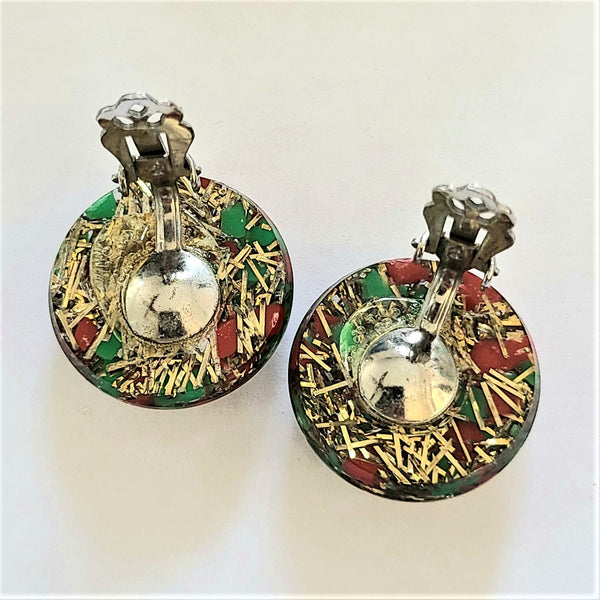 Red, Green and Gold Confetti Earrings