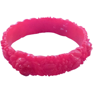 Bright Red Celluloid Plastic Flower Bangle Bracelet