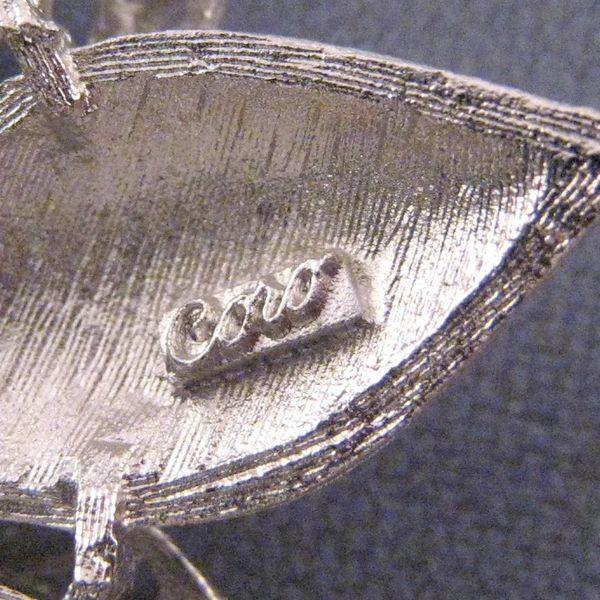 Coro Tailored Silvertone Double Leaf Brooch