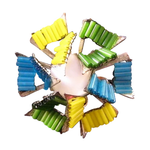 Miriam Haskell Colorful Bugle Bead Pinwheel Brooch