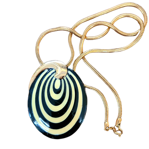 1970s Enameled Eisenberg Pendant Necklace in Black and White