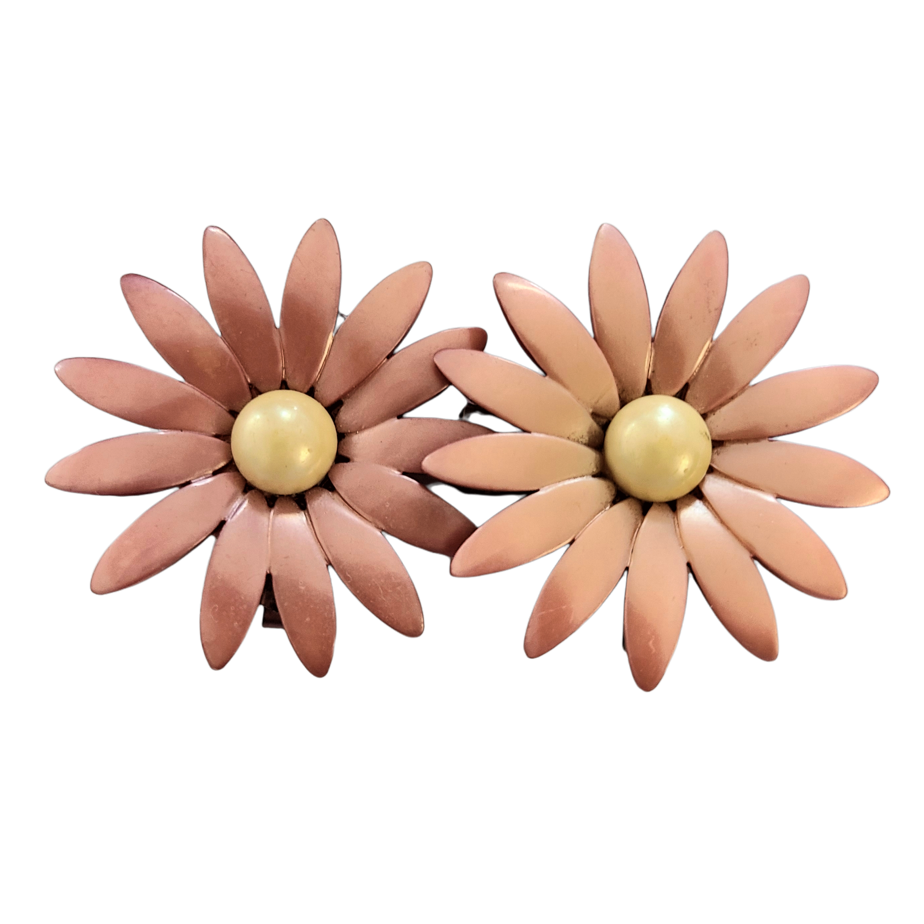 Vintage 1960s Moonglow Pink Daisy Two-Piece Belt Buckle