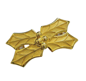 Paquette 1980s Goldtone Holly and Berries Two-Piece Buckle