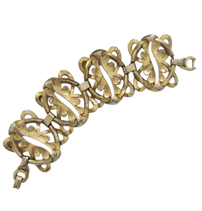 Vintage Sperry Wide Goldtone Fancy Link Bracelet