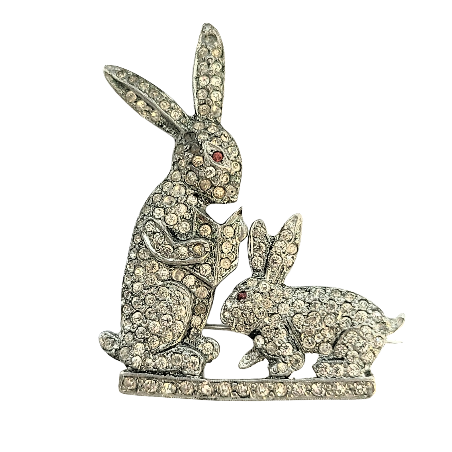 Early Pot Metal Pavé Baby Bunny Storybook Brooch