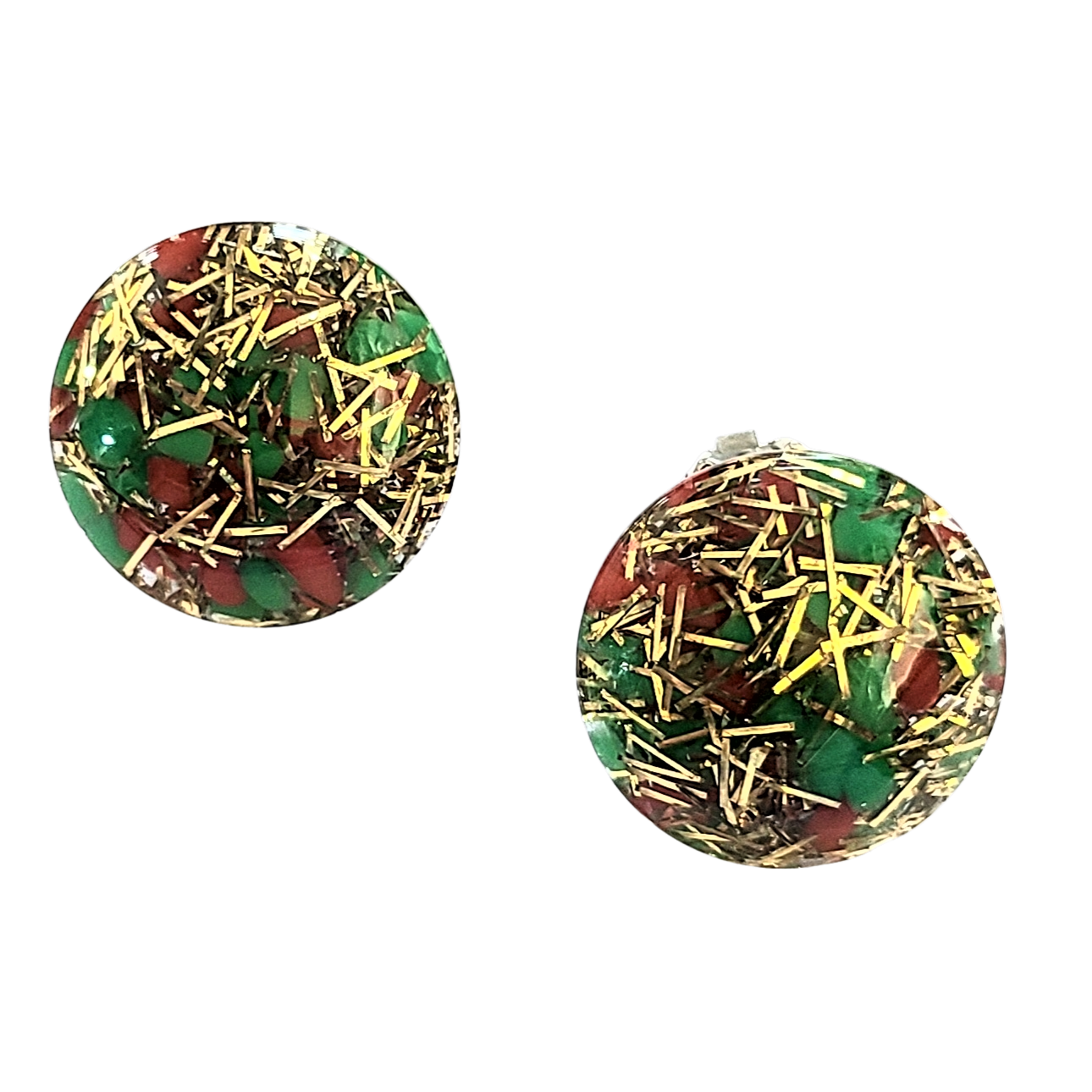 Red, Green and Gold Confetti Earrings