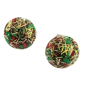 Red, Green and Gold Confetti Earrings