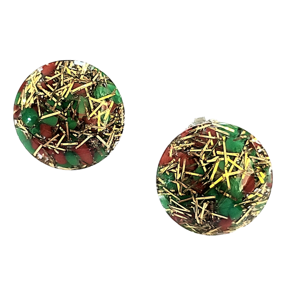 Red, Green and Gold Confetti Earrings