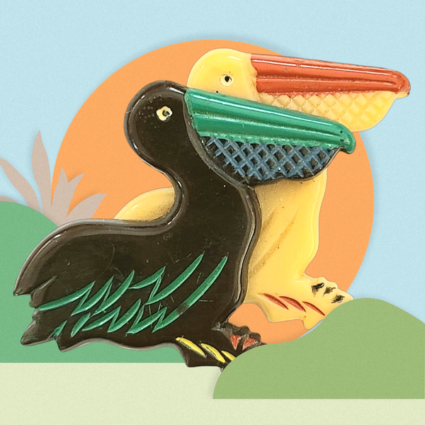 A Pair of Pelicans Plastic Pin