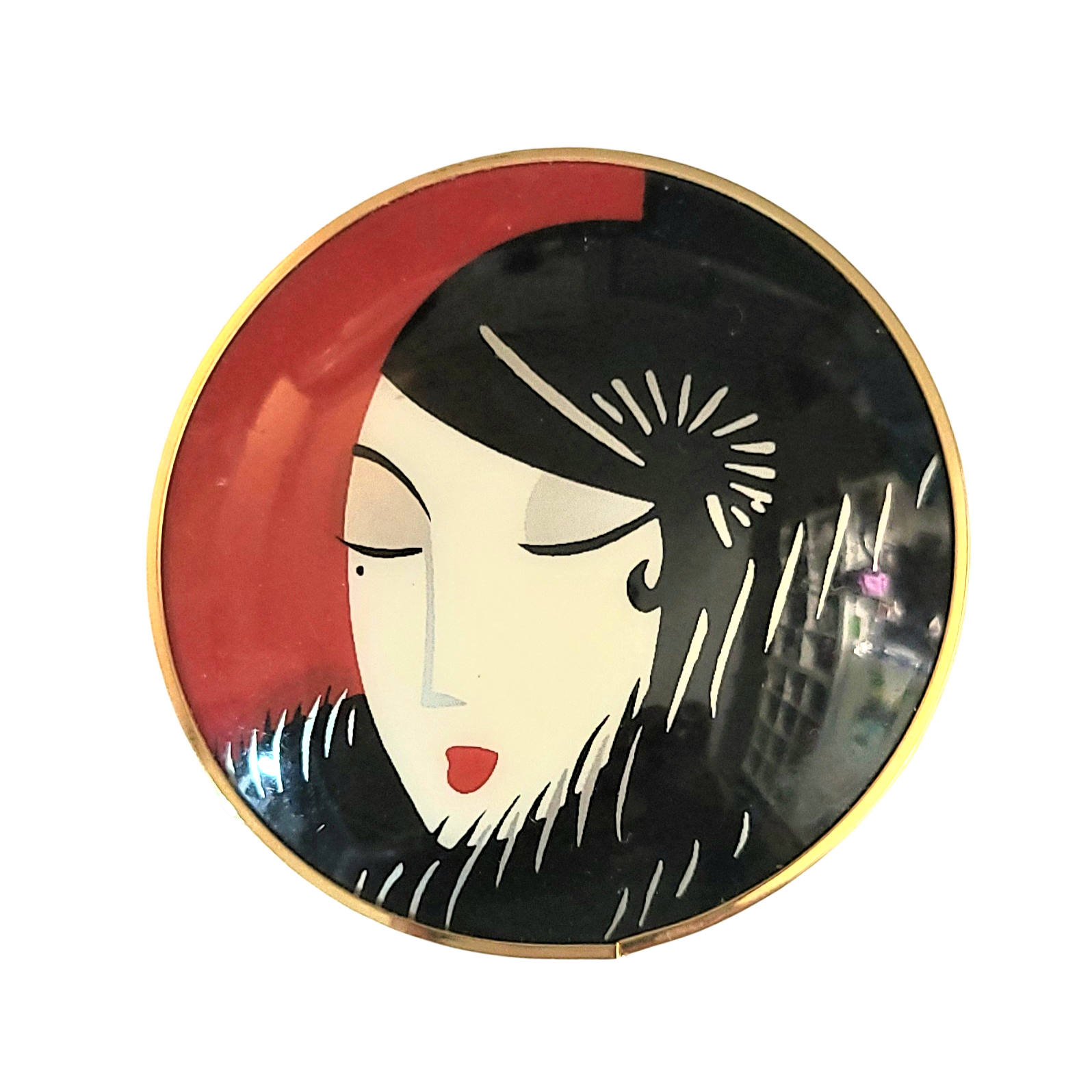 Round Pin with Portrait of 1920s Flapper