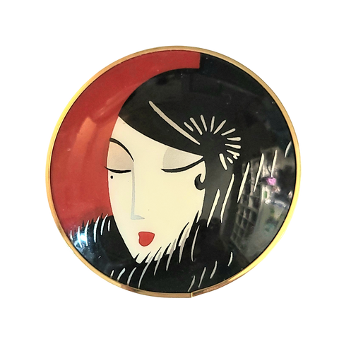 Round Pin with Portrait of 1920s Flapper