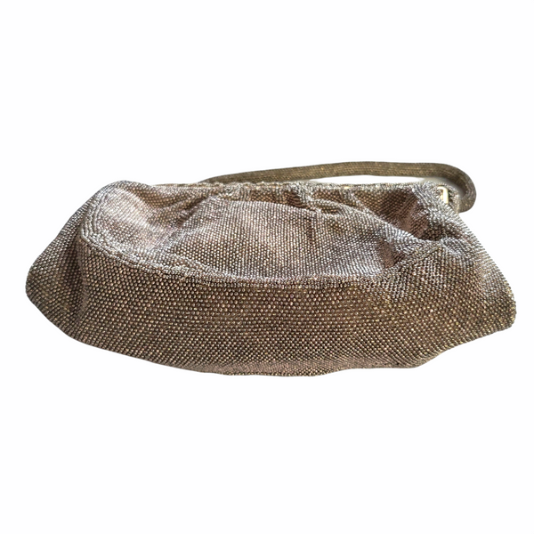 1940s Elaborately Beaded French Evening Bag in Deep Beige