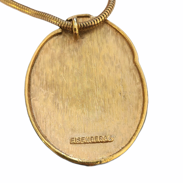 1970s Enameled Eisenberg Pendant Necklace in Black and White