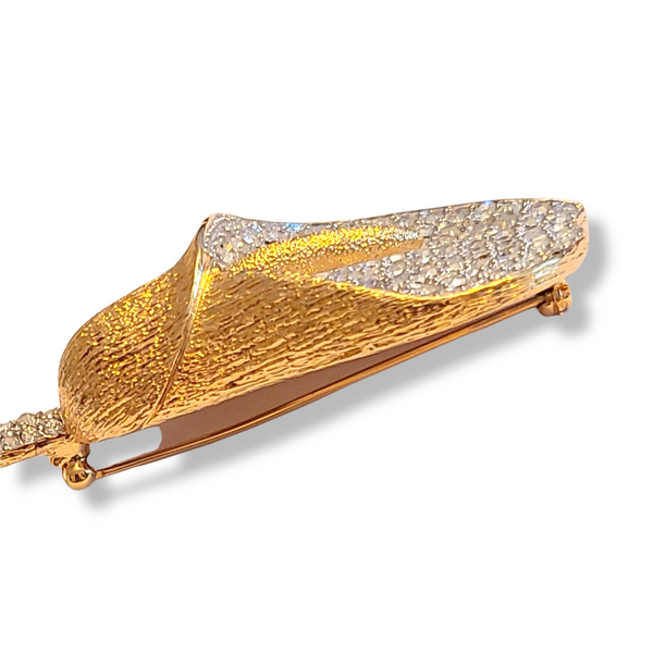 Nolan Miller Anthurium Brooch - Goldtone and Pavé Rhinestones