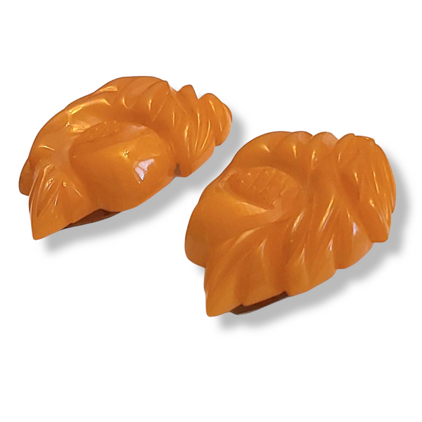 Pair of 1940s Butterscotch Bakelite Dress Clips