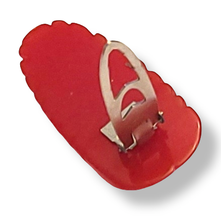 Cherry Red Carved Bakelite Dress Clip