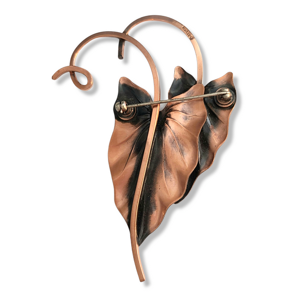 Renoir 'Hawaii' Copper Arrowhead Leaf Brooch and Earring Set