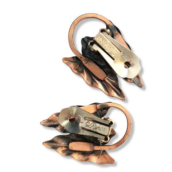 Renoir 'Hawaii' Copper Arrowhead Leaf Brooch and Earring Set