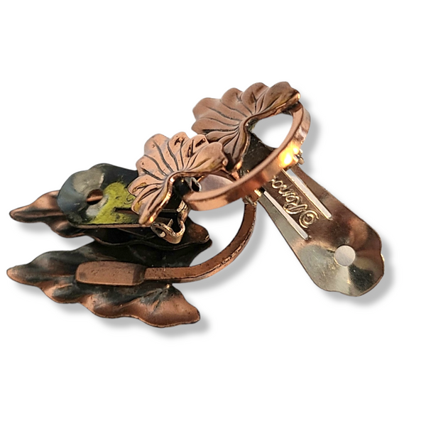 Renoir 'Hawaii' Copper Arrowhead Leaf Brooch and Earring Set