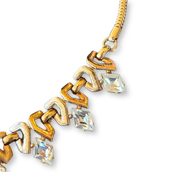 1951 Trifari Diamond Shape Rhinestone Choker Necklace - Design Patent