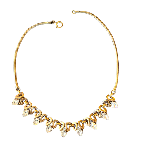 1951 Trifari Diamond Shape Rhinestone Choker Necklace - Design Patent
