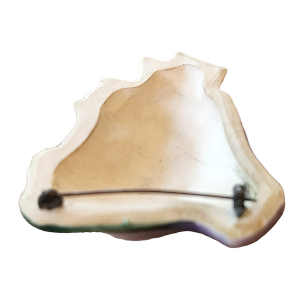 1940s Two Women in Bonnets Ceramic Brooch