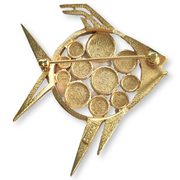 Trifari 1967 'Confetti Collection' Blue Polka Dot Fish Brooch