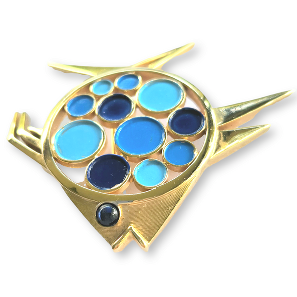 Trifari 1967 'Confetti Collection' Blue Polka Dot Fish Brooch