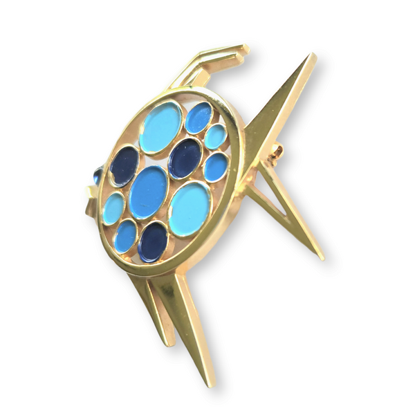 Trifari 1967 'Confetti Collection' Blue Polka Dot Fish Brooch
