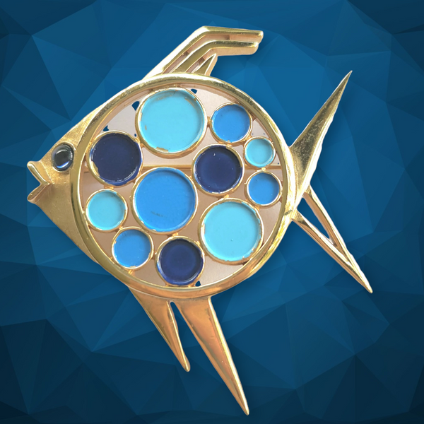 Trifari 1967 'Confetti Collection' Blue Polka Dot Fish Brooch