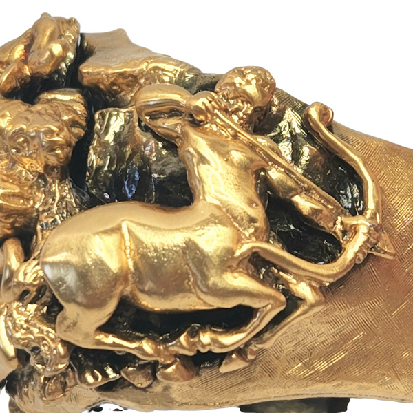 Tortolani Vintage 1960s Massive Goldtone Zodiac Cuff Bracelet