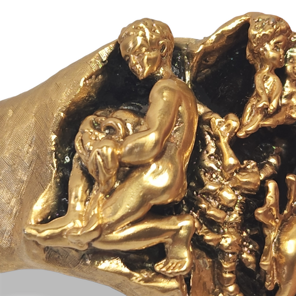 Tortolani Vintage 1960s Massive Goldtone Zodiac Cuff Bracelet