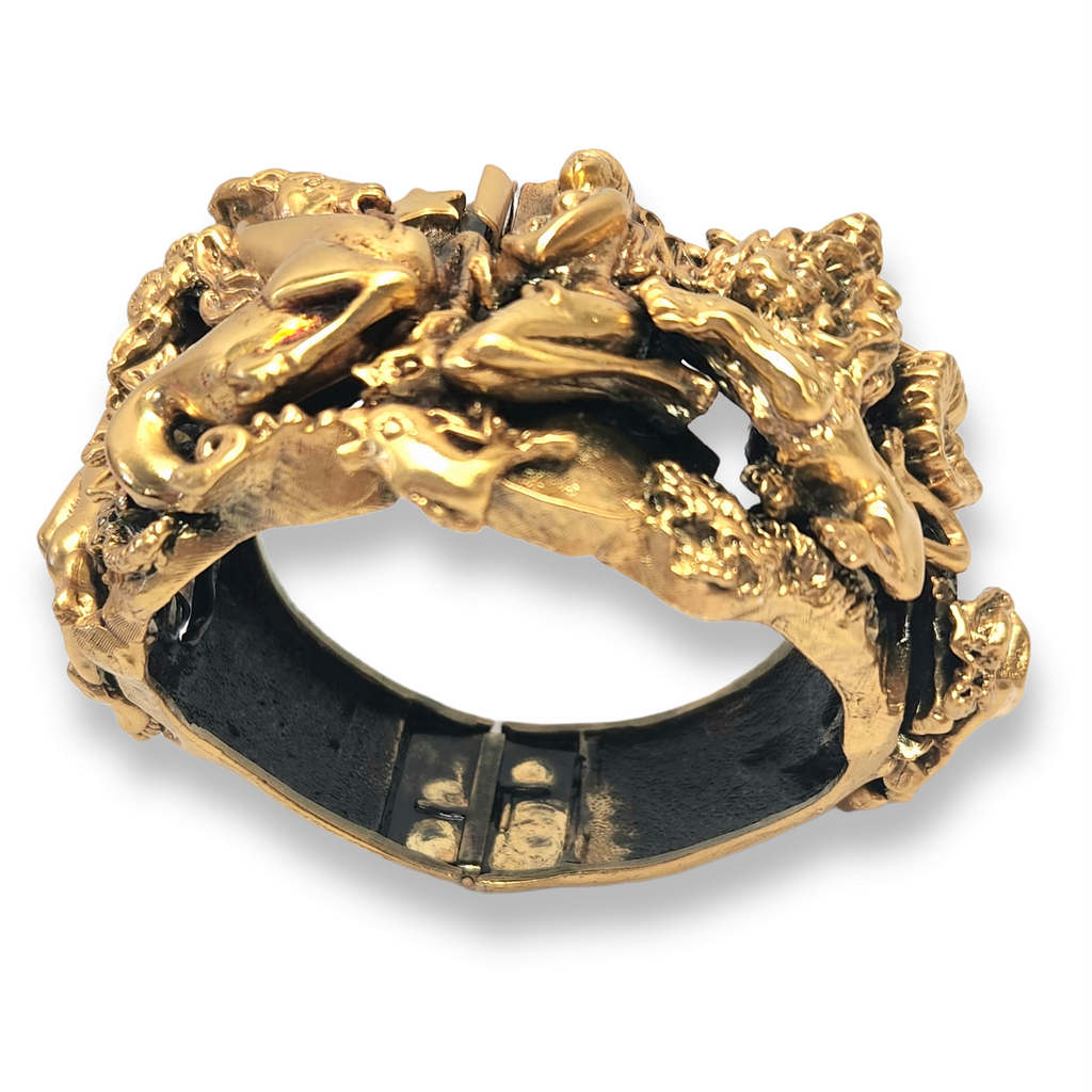 Wide Chinese Zodiac Vintage Cuff Bracelet - Sharky's Waters