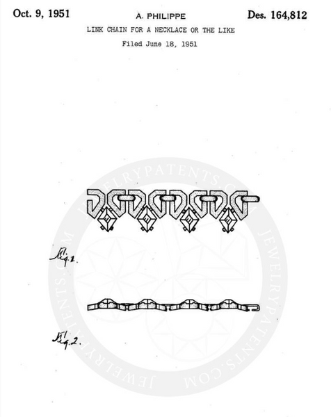 1951 Trifari Diamond Shape Rhinestone Choker Necklace - Design Patent